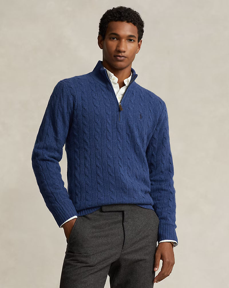 BRASGAMA CLOTHING ARTICLE #6311 Cable-Knit Quarter-Zip Jumper